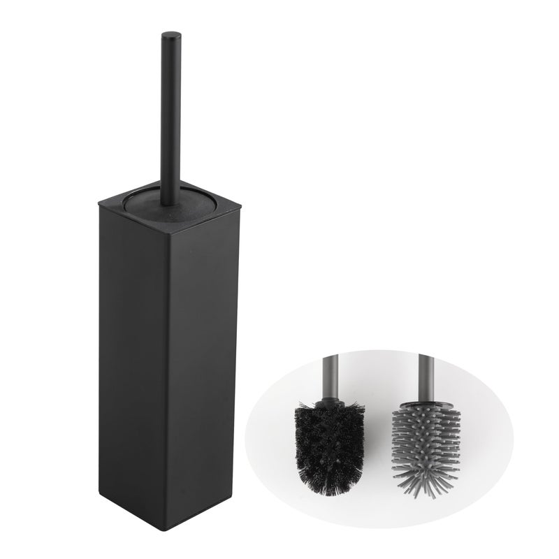 BVL Toilet Brush and Holder Set Black Freestanding for Bathroom - Image 1